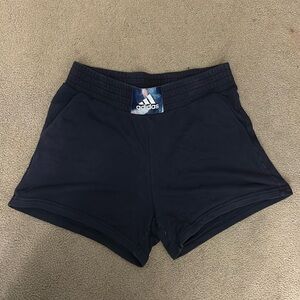 Navy Blue Adidas Cotton Shorts with Pockets
